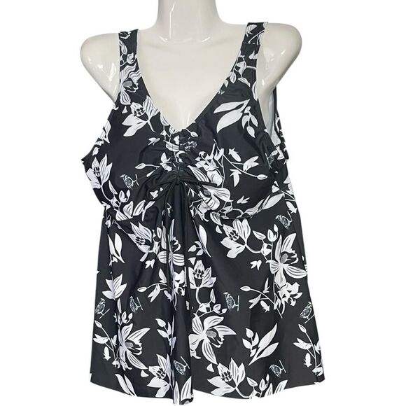 Floral Black and White Tankini Set - Picture 7 of 11